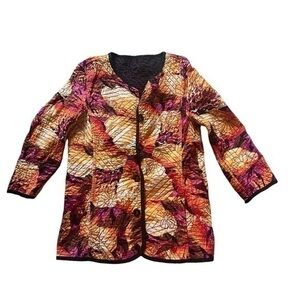 Chicos reversible floral quilted jacket
